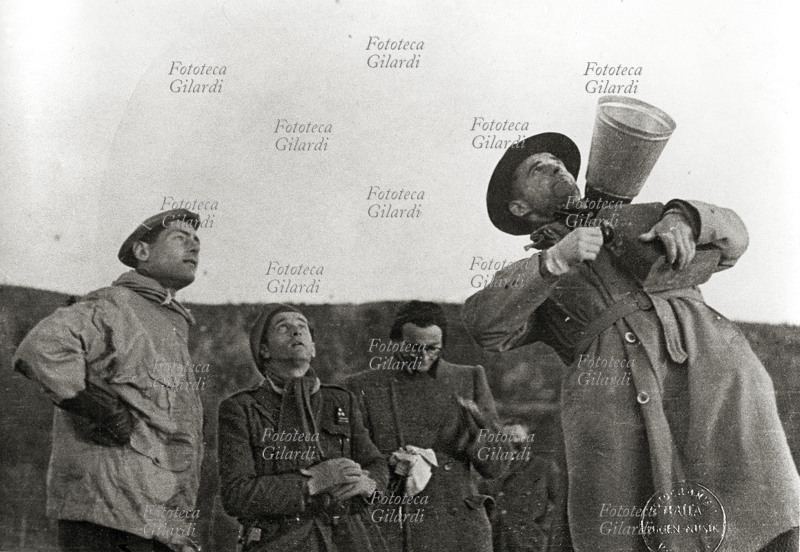 II WORLD WAR Resistance: partisans in the langhe guide from earth with a masked beacon an assigned ally airplane to the refueling. Italy 1944/45.