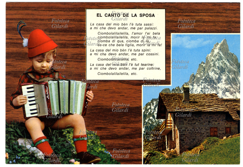 CANZONE POPOLARE cartolina postale di una serie dedicata alle canzoni popolari del Trentino. Al centro le parole della canzone \