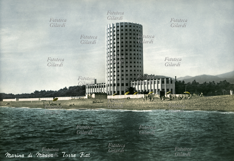 GRATTACIELO Cologne marine Edoardo Agnelli of Marina di Massa (former Balilla Tower, also known as Marina Tower, Tower or Torre Massa FIAT) viewed from the sea; the colony complex was built on an innovative project engineer Vittorio Bonadè Booty in 1933 to host the FIAT employees\