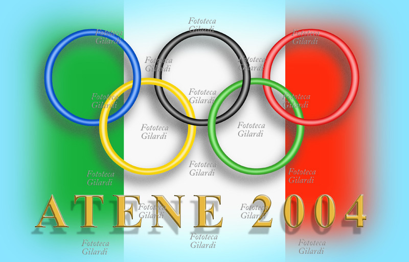 OLIMPIADI Atene 2004 gli anelli simbolo della competizione mondiale disegnati sulla bandiera tricolore dell\