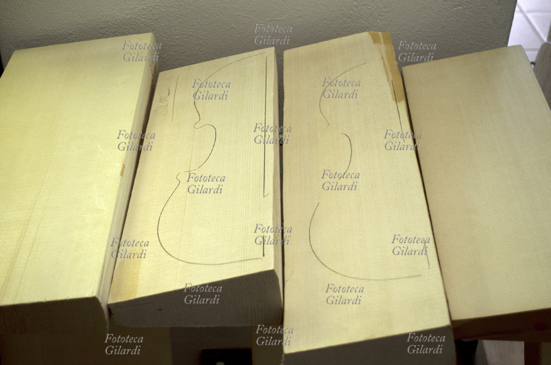 PANEVEGGIO tagli di abete rosso destinati a diventare tavole di violino, provenienti dalla "Foresta Demaniale di Paneveggio", la "foresta dei violini". Nella fascia fra i 1500 e i 1900 metri di altitudine del Parco naturale Paneveggio-Pale di San Martino, la vegetazione è costituita in altissima percentuale di abete rosso; qui si trovano gli "abeti di risonanza", alberi il cui legno ha caratteristiche ideali per la costruzione di strumenti ad arco. Fotografia di Elena Piccini, Italia, agosto 2013