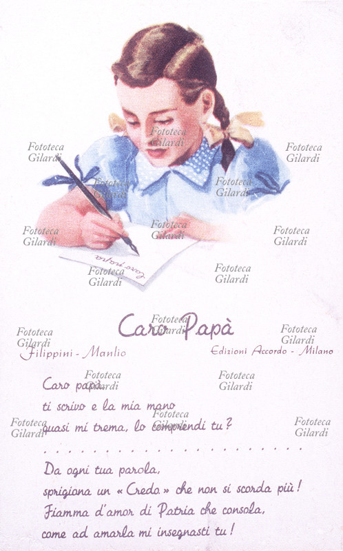 SECONDA GUERRA MONDIALE una bambina scrive al padre in guerra: \