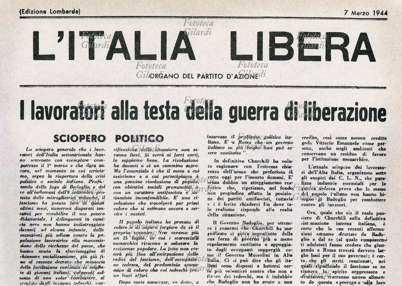 RESISTANCE Front page of the newspaper \