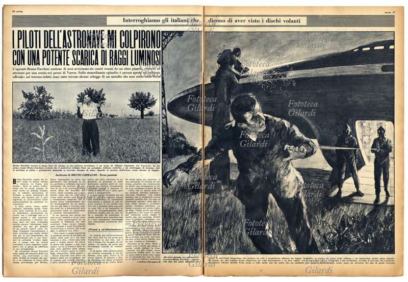 UFO double page from u0026#39;INCOM illustrated weeksu0026#39; u0026#39;We question the Italians say they have seen flying saucersu0026#39; investigation of Bruno Ghibaudi of May 1962