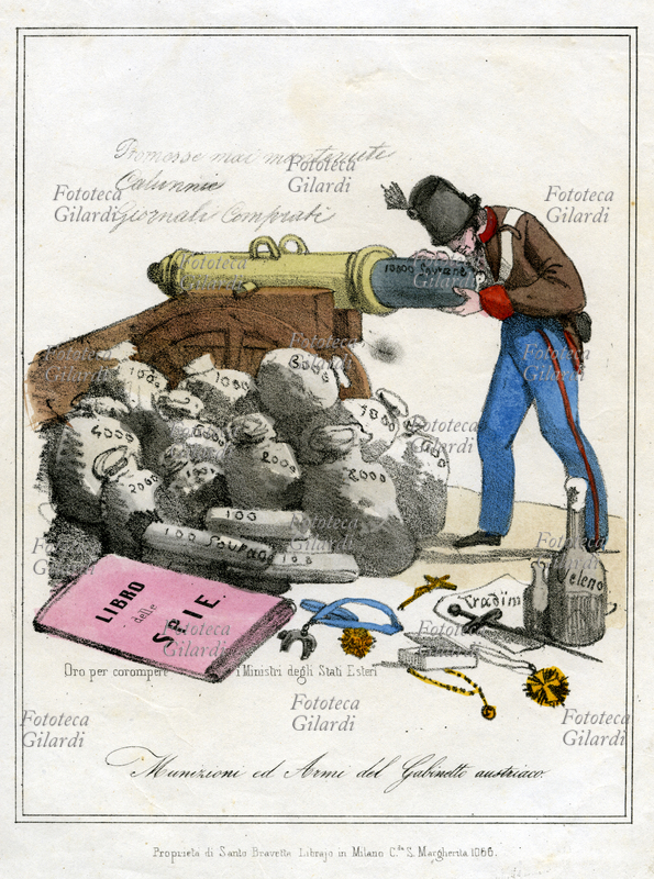 SATIRA POLITICA "Munizioni ed Armi del Gabinetto Austriaco": nell\