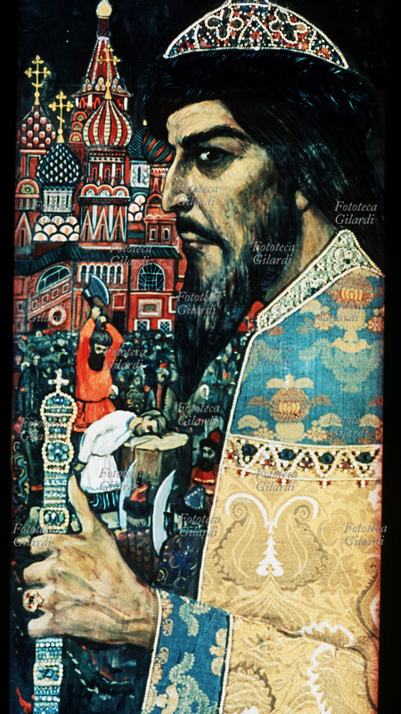 RUSSIA Ivan IV il Terribile (25 agosto 1530 – 28 marzo 1584), gran principe di Mosca come Ivan IV dal 1533, primo zar di Russia dal 1547. Dipinto di Ilya Glazunov (10 giugno 1930 - 9 luglio 2017), URSS 1989.