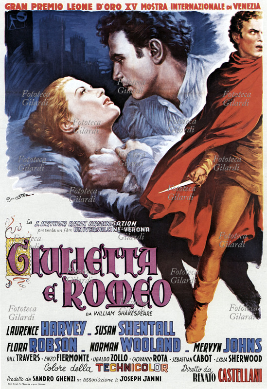 CINEMA "Giulietta e Romeo". Manifesto per il film sceneggiato e diretto da Renato Castellani (4 settembre 1913 – 28 dicembre 1985), tratto dall\