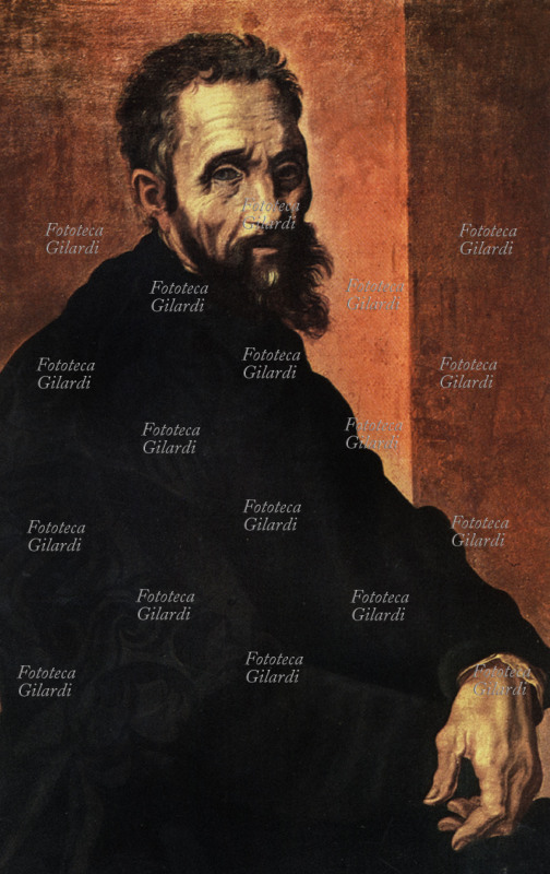 Michelangelo Buonarroti (1475-1564), painter and Italian scultore. Press from self-portrait.