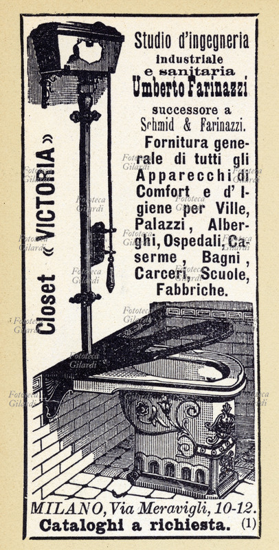BAGNO Pubblicità dello Studio di Ingegneria industriale e sanitaria Umberto Farinazzi per il water closet \