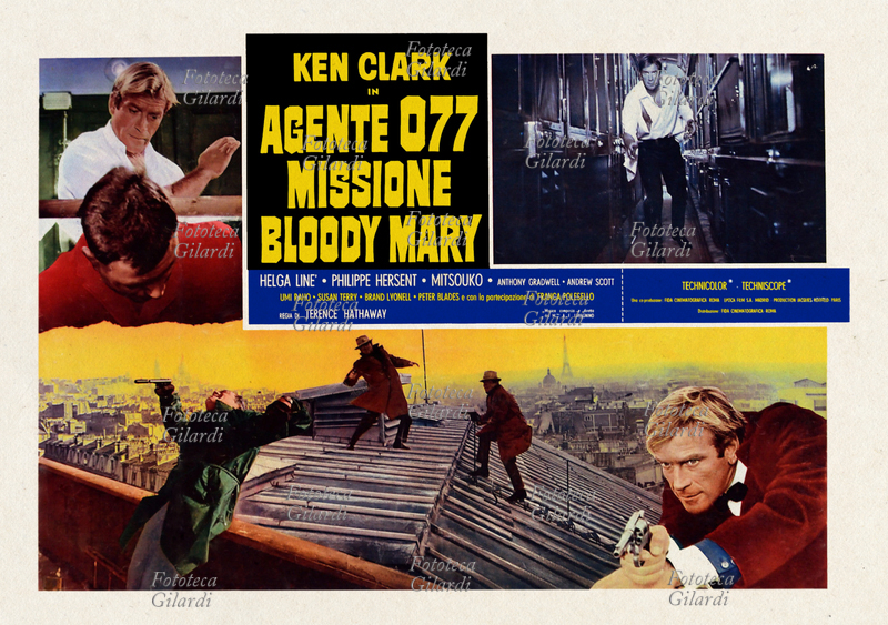 CINEMA Locandina del film "Agente 077 missione Bloody Mary" con Ken Clark (1927 - 2009), soggetto, sceneggiatura e regia di Sergio Grieco (1917 - 1982) con lo pseudonimo "Terence Hathaway". L\