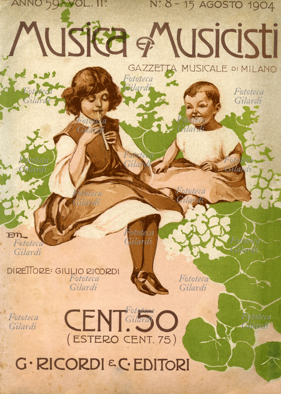 MUSICA Due bambini nel verde, la più grande li allieta suonando un flauto dolce. Copertina per \