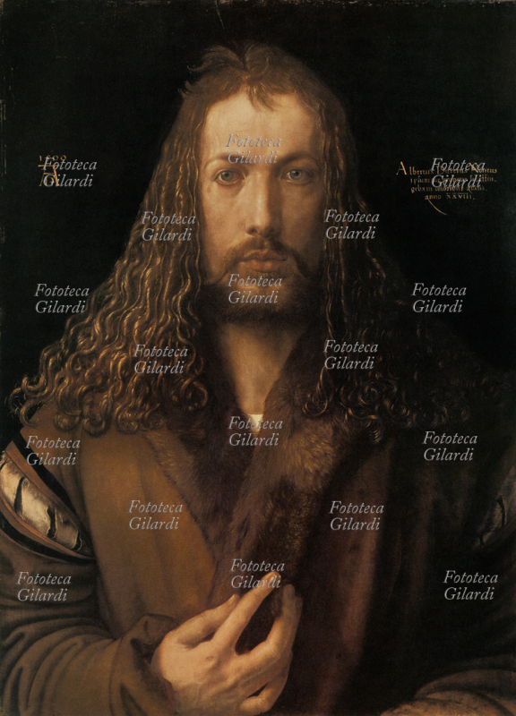 Albrecht DURER (1471-1528) autoritratto a 28 anni con pelliccia. Pittore, disegnatore, incisore e teorico dell\