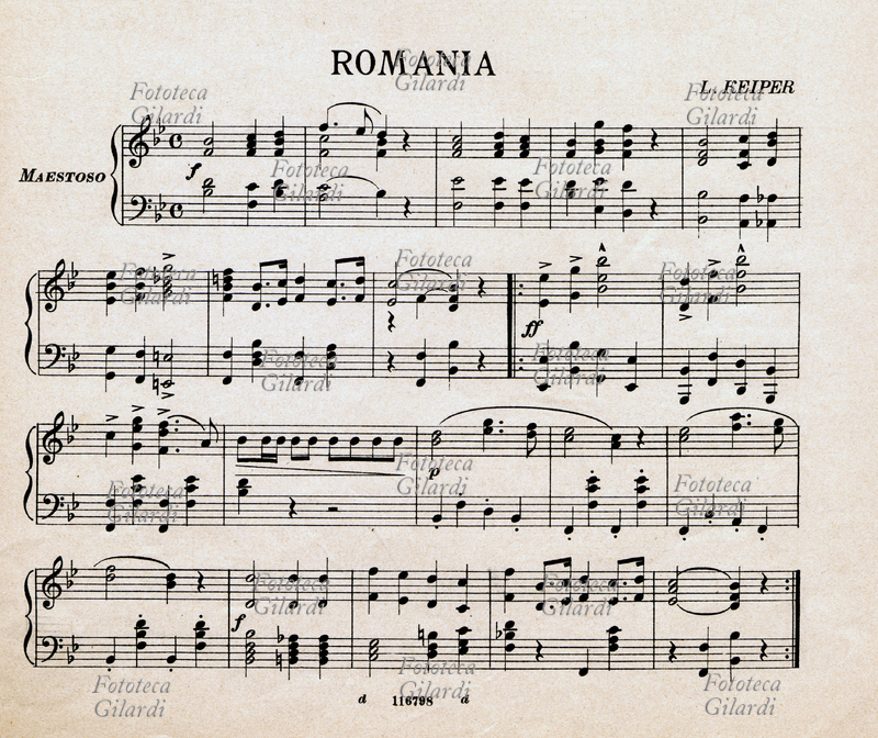 INNO NAZIONALE DELLA ROMANIA musica di L. Keiper, partitura edizioni Ricordi, Milano 1917