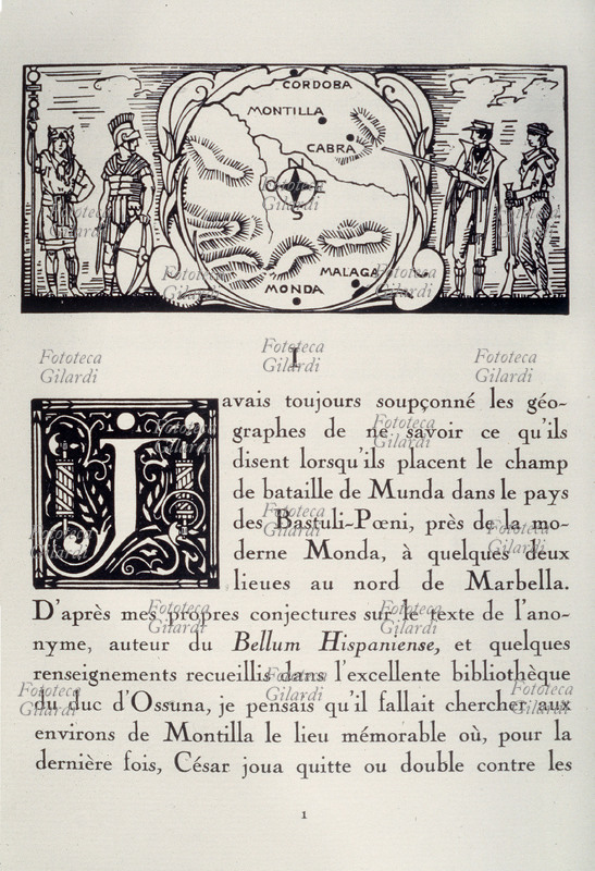 Prosper MERIMÉE (1803-1870) Carmen (1845). Pagina dal romanzo a cui si ispirò Georges Bizet per la famosa opera lirica Nella incisione sono illustrati i luoghi del viaggio archeologico intrapreso dal narratore che incontra i personaggi e ne narra con distacco le vicende. Edizione illustrata da André Lambert,1928