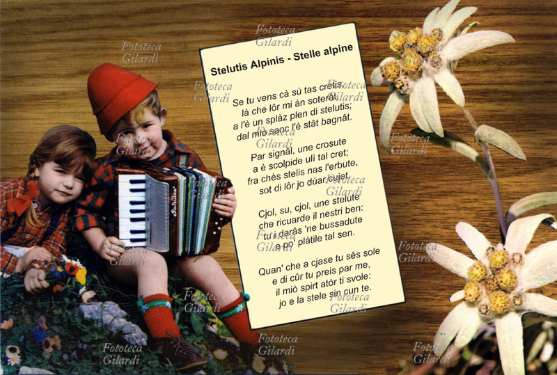 CANZONE POPOLARE cartolina postale di una serie dedicata alle canzoni popolari. Al centro le parole della canzone friulana \
