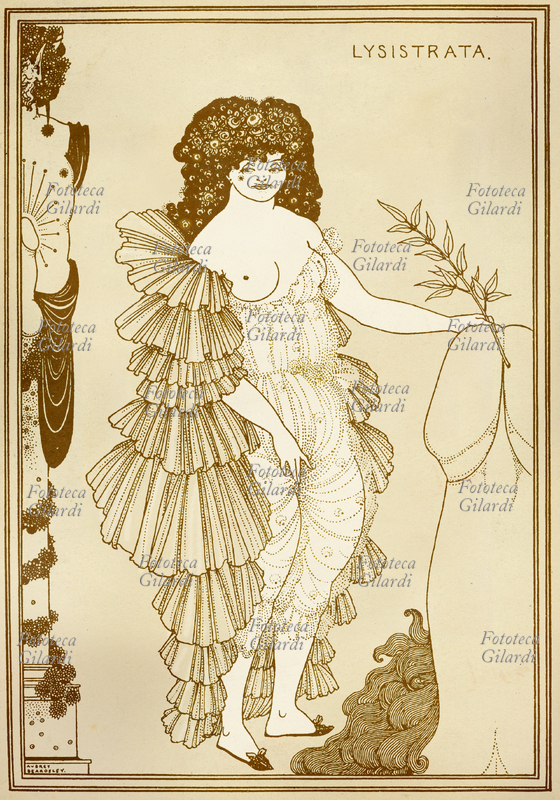 Aubrey BEARDSLEY (1872-1898) illustrazione per "Lysistrata" (411 a.C.) di Aristofane. Stampa da disegno a china, s.d.