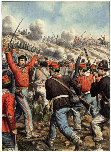 GARIBALDI IN BATTLE SCARPELLI ILLUSTRATION GARIBALDI IN BATTLE SCARPELLI ILLUSTRATION