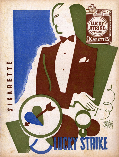 PUBBLICITA PER LE SIGARETTE LUCKY STRIKE ITALIA 1932 PUBBLICITA PER LE SIGARETTE LUCKY STRIKE ITALIA 1932