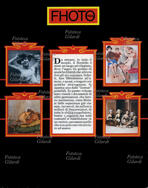 FHOTOTECA "Il catalogo completo delle immagini dei bordelli di ogni tempo e paese", IV di copertina della monografia dedicata alle rappresentazioni degli ameni luoghi del turpe mercimonio, dove l\