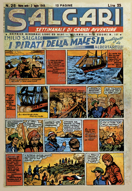 SALGARI Giornale per ragazzi. La testata ripropone a fumetti i popolari romanzi di Emilio Salgari (1863-1911). In questa pagina, uno dei più celebri: \