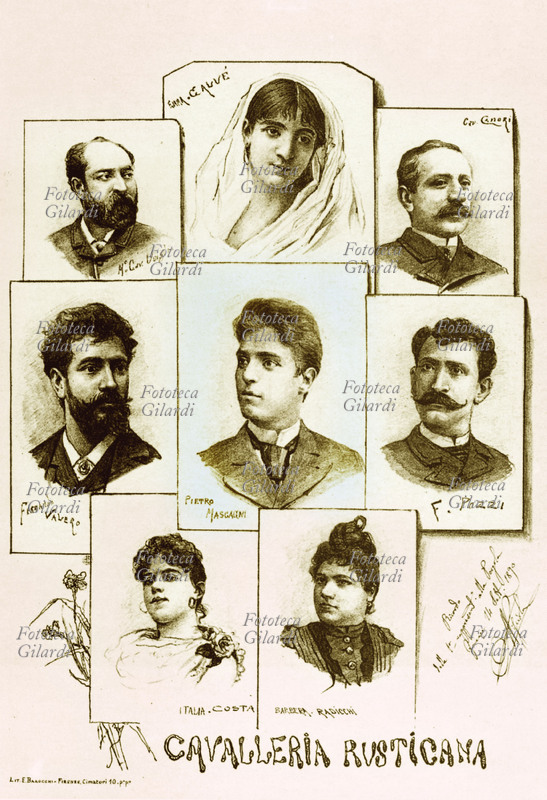 Pietro MASCAGNI (7 dicembre 1863 – 2 agosto 1945) Composizione di ritratti: al centro l\