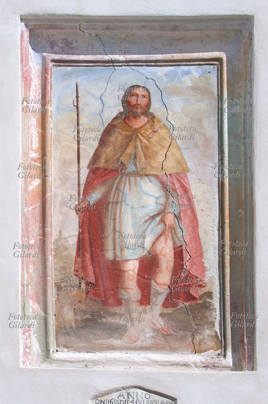 SAINT ROCCO (1345/1350 – night between 15 and 16 August 1376/1379) depicted in pilgrim\