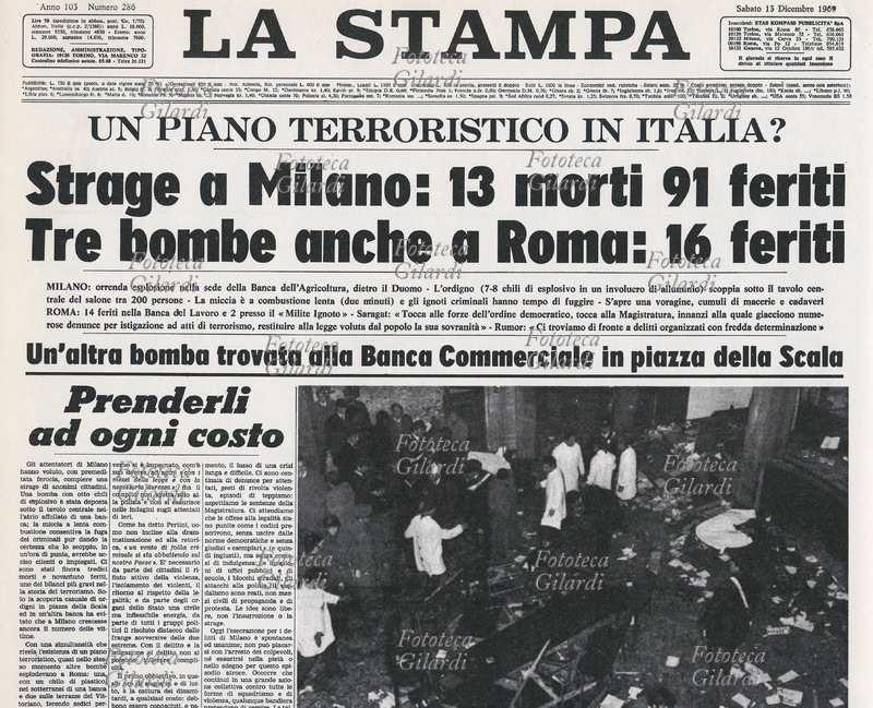 TERRORISMO la notizia della strage dalla Banca Nazionale dell\