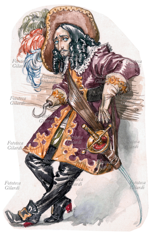 James Mattew BARRIE (1860-1937) Capitano Hook, Capitan Uncino - illustrazione di Libico Maraja (1912-1983) pittore, disegnatore e illustratore, per i racconti \