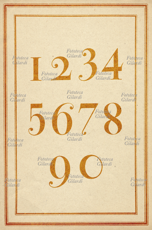 Giambattista BODONI (1740-1813) serie di numeri della fonderia; tipografo, creatore dei caratteri di stampa e dell\