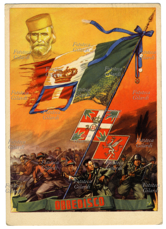 FANTERIA Cartolina postale commemorativa del 51° Reggimento Fanteria Cacciatori delle Alpi, motto \