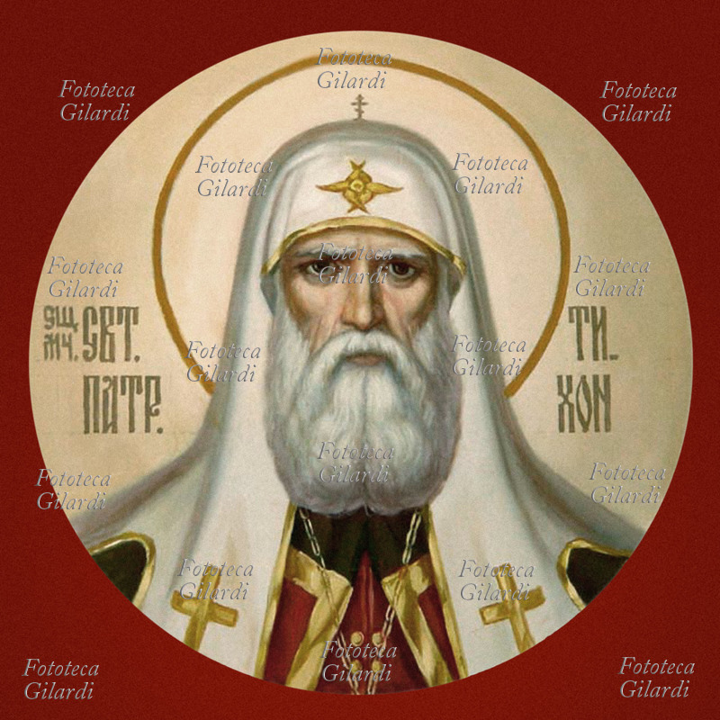 TIKHON (Vasily Ivanovich, 1865-1925) santo Patriarca Tikhon ultimo Patriarca di Russia ritratto in una stampa oleografica