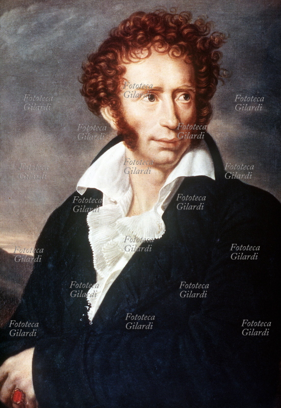 Ugo FOSCOLO (6 febbraio 1778 – 10 settembre 1827), poeta, scrittore, drammaturgo, traduttore, critico letterario e patriota italiano, ritratto del pittore francese François-Xavier Fabre (1° aprile 1766 – 16 marzo 1837), Italia 1813.