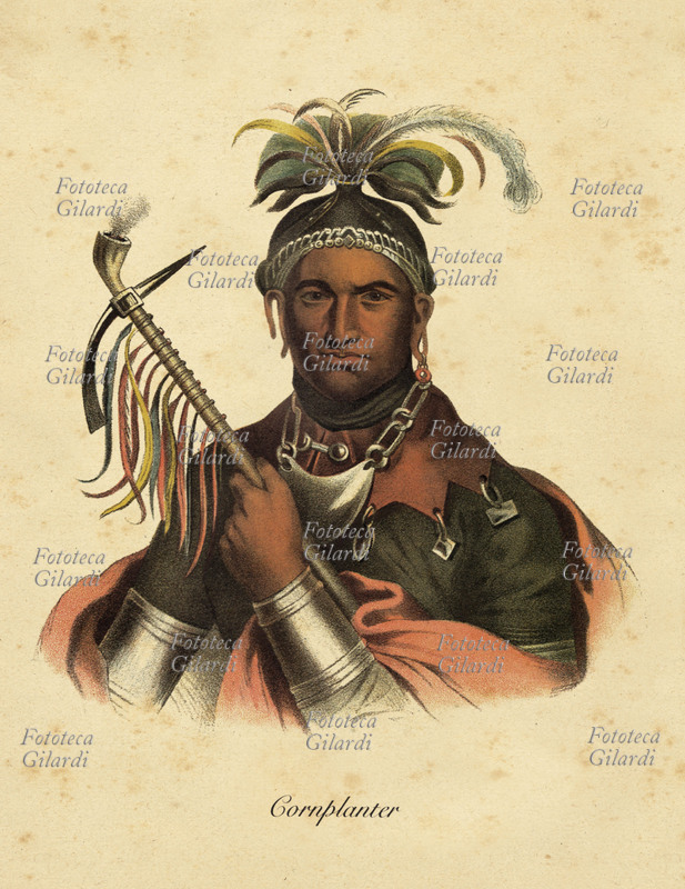 INDIANI Cornplanter (Kayethwahkteh o Kiontwogky - Bel Lago) gran capo Seneca della Lega degli Irochesi, nato nel 1735 da un commerciante bianco, John O\