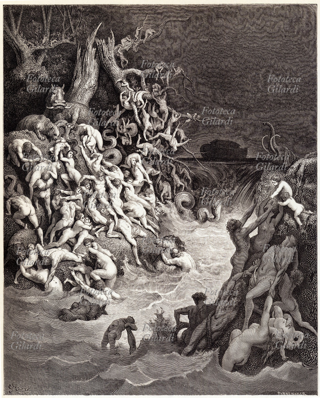 Gustave DORÉ (1832-1883) Diluvio Universale. Tutte le creature vengono travolte dalle acque, sullo sfondo si scorge l\