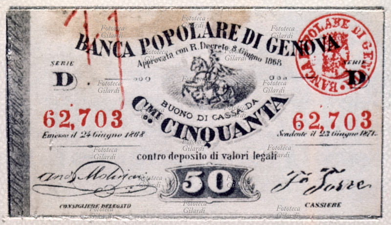 MONETE Buono di Cassa da Cinquanta centesimi di Lire - banconota a corso forzoso e previo accordo con il Regno d\