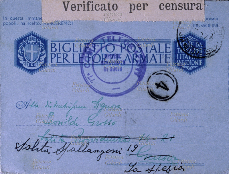 SECONDA GUERRA MONDIALE corrispondenza: un Biglietto Postale delle Forze Armate, esente da tassa per l\