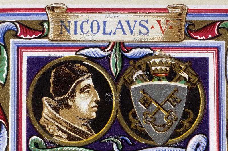 PAPA NICOLA V (1397-1455) al secolo Tommaso Parentucelli; nato a Sarzana, eletto nel 1447. Durante il suo pontificato incoronò a Roma l\