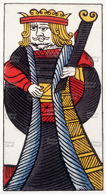 PLAYING CARDS King of Wands. Figure from a Spanish deck which bears, on one of the cards, the words \