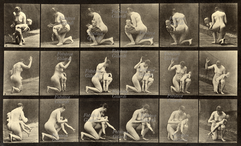 Eadweard MUYBRIDGE (1830-1904) Donna che sculaccia un bambino. Cronofotografia XIX secolo