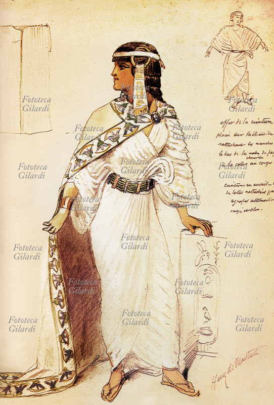 AIDA la schiava etiope della principessa Amneris. Figurino per la prima rappresentazione dell\