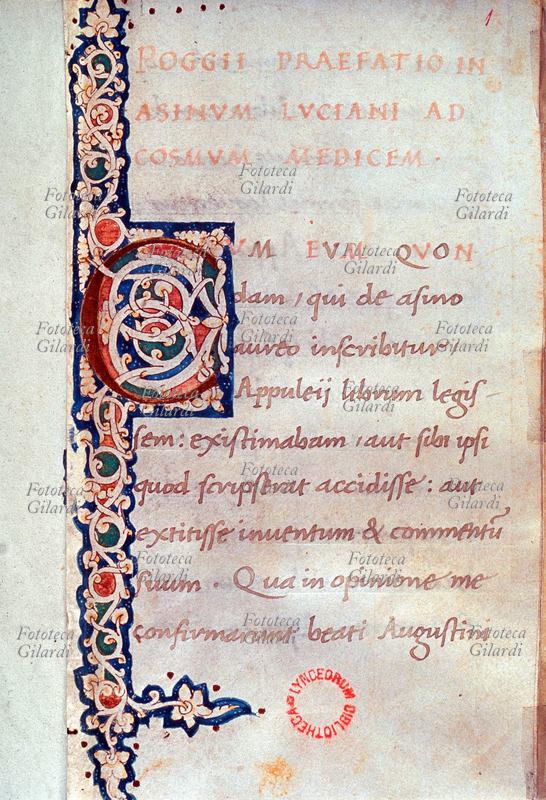 APULEIO capolettera C, pagina miniata da "L\