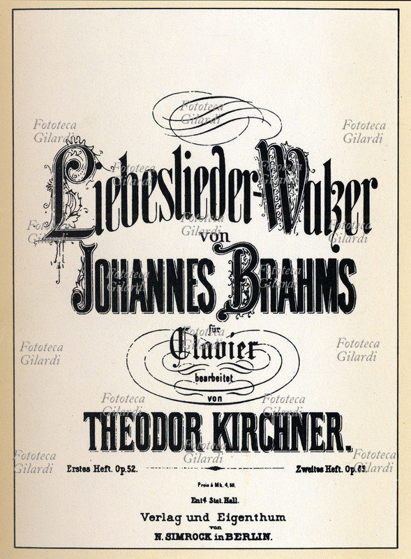 Johannes BRAHMS (7 maggio 1833 – 3 aprile 1897) Frontespizio dei Liebeslieder-Walzer di Brahms nell\