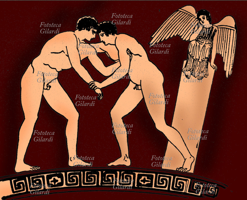 ANTICA GRECIA Rilievo in CG da cratere in rosso con scena di lotta. Grecia antica, s.d.