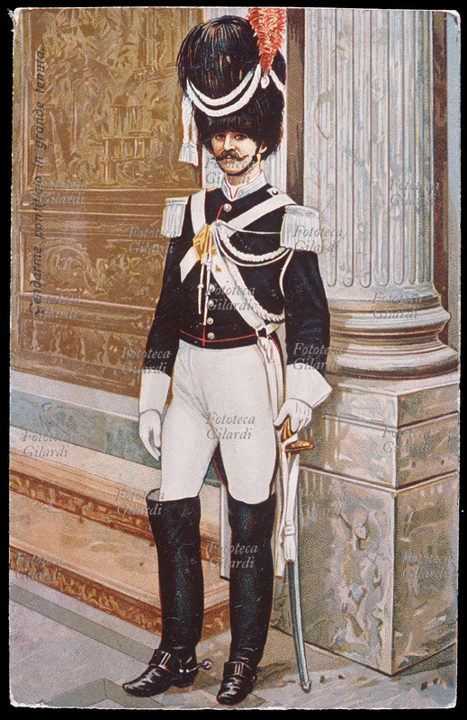 UNIFORME Gendarme Pontificio in grande tenuta Cromolitografia, 1900 circa.