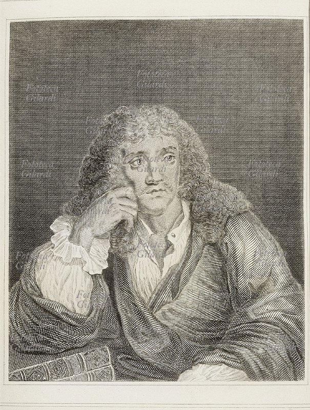 MOLIERE (1622-1673) ritratto di Jean-Baptiste Poquelin, detto Molière. Attore e commediografo francese. Nato a Parigi, frequentò il collegio di Clermont e percorse sino alla laurea gli studi giuridici. Si avviò quindi all\