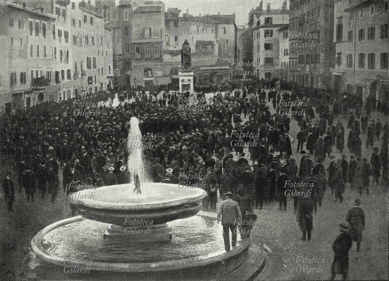 CHIESA E STATO dicembre 1906 Roma manifestazione anticlericale pro-Francia in Campo dei Fiori a sostegno della separazione tra Stato e Chiesa e cioè a favore della laicità dello Stato. L\