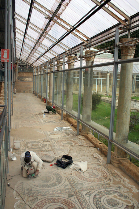 RESTORATION MOSAICS ROMAN VILLA OF THE COUNTRY HOUSE PIAZZA ARMERINA RESTORATION MOSAICS ROMAN VILLA OF THE COUNTRY HOUSE PIAZZA ARMERINA