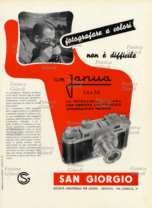 STORIA DELLA FOTOGRAFIA pubblicità per la macchina fotografica Janua. \