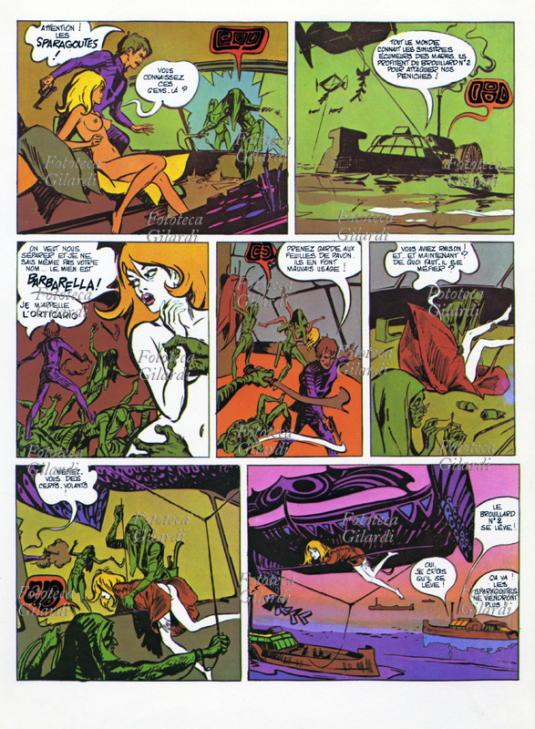 FUMETTO pagina da un episodio della serie "Barbarella" di Jean-Claude Forest (1930-1998). Le storie dell\