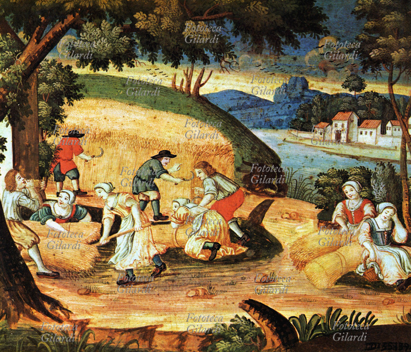 AGRICOLTURA La mietitura. Stampa popolare, Francia XVIII secolo.